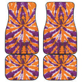 Purple And Orange Spider Tie Dye Print Front and Back Car Floor Mats