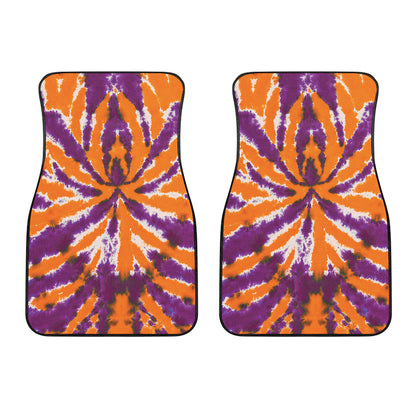 Purple And Orange Spider Tie Dye Print Front Car Floor Mats