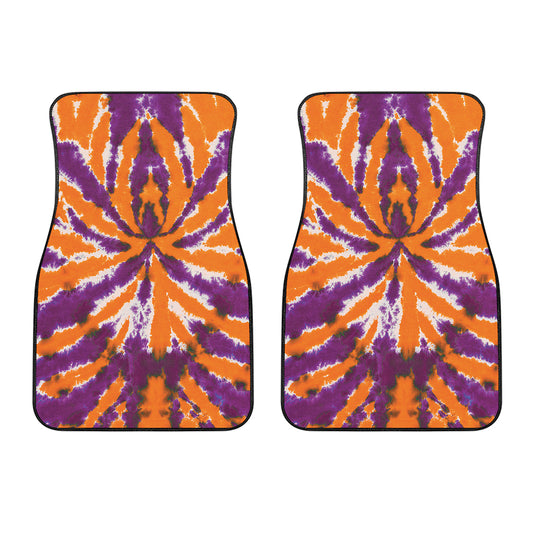 Purple And Orange Spider Tie Dye Print Front Car Floor Mats