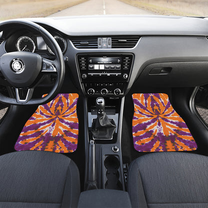 Purple And Orange Spider Tie Dye Print Front Car Floor Mats