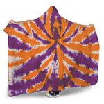 Purple And Orange Spider Tie Dye Print Hooded Blanket