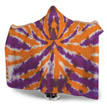 Purple And Orange Spider Tie Dye Print Hooded Blanket