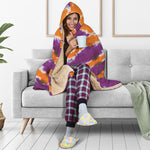 Purple And Orange Spider Tie Dye Print Hooded Blanket