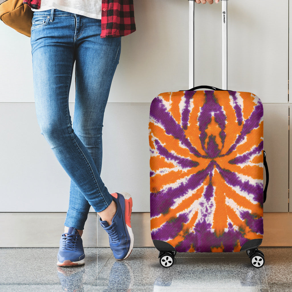 Purple And Orange Spider Tie Dye Print Luggage Cover