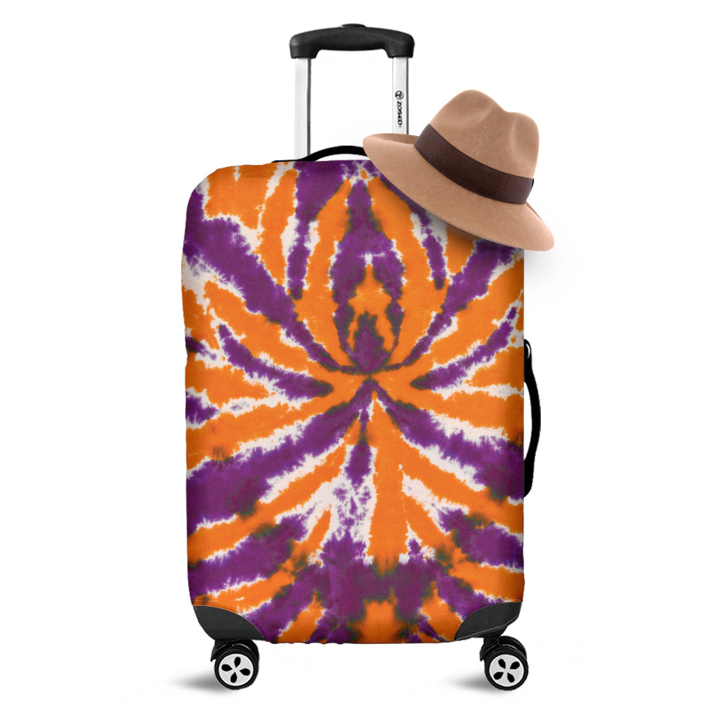 Purple And Orange Spider Tie Dye Print Luggage Cover