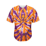Purple And Orange Spider Tie Dye Print Men's Baseball Jersey
