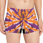 Purple And Orange Spider Tie Dye Print Men's Boxer Briefs