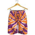 Purple And Orange Spider Tie Dye Print Men's Shorts