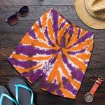 Purple And Orange Spider Tie Dye Print Men's Shorts