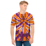Purple And Orange Spider Tie Dye Print Men's T-Shirt
