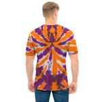 Purple And Orange Spider Tie Dye Print Men's T-Shirt
