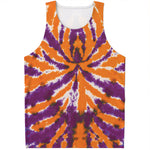Purple And Orange Spider Tie Dye Print Men's Tank Top