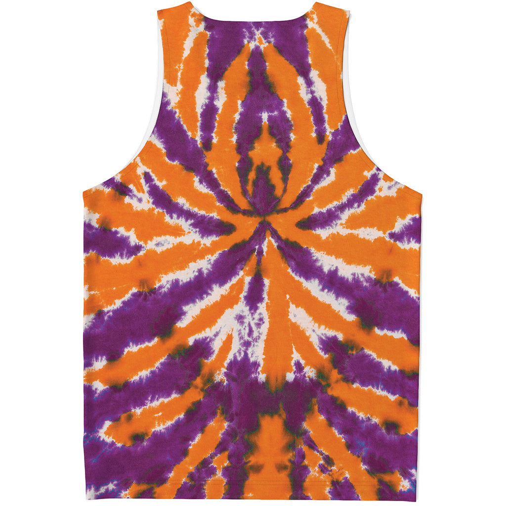 Purple And Orange Spider Tie Dye Print Men's Tank Top