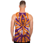 Purple And Orange Spider Tie Dye Print Men's Tank Top