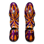 Purple And Orange Spider Tie Dye Print Muay Thai Shin Guard