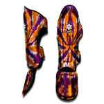 Purple And Orange Spider Tie Dye Print Muay Thai Shin Guard
