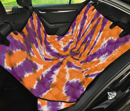 Purple And Orange Spider Tie Dye Print Pet Car Back Seat Cover