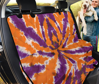 Purple And Orange Spider Tie Dye Print Pet Car Back Seat Cover