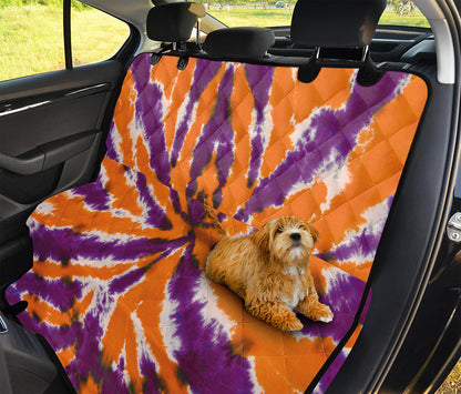 Purple And Orange Spider Tie Dye Print Pet Car Back Seat Cover