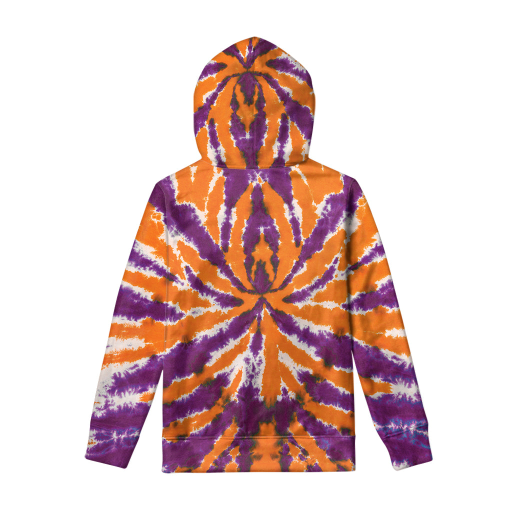 Purple And Orange Spider Tie Dye Print Pullover Hoodie – GearFrost