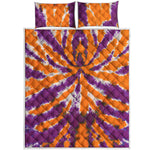 Purple And Orange Spider Tie Dye Print Quilt Bed Set
