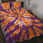 Purple And Orange Spider Tie Dye Print Quilt Bed Set