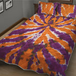 Purple And Orange Spider Tie Dye Print Quilt Bed Set
