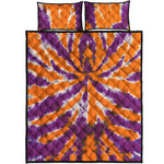 Purple And Orange Spider Tie Dye Print Quilt Bed Set