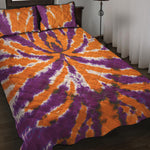 Purple And Orange Spider Tie Dye Print Quilt Bed Set