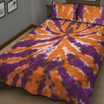 Purple And Orange Spider Tie Dye Print Quilt Bed Set
