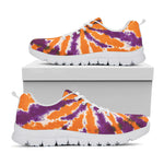 Purple And Orange Spider Tie Dye Print White Sneakers