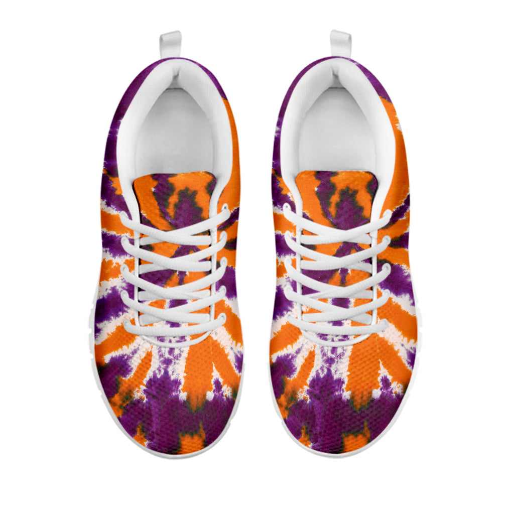 Purple And Orange Spider Tie Dye Print White Sneakers