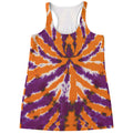 Purple And Orange Spider Tie Dye Print Women's Racerback Tank Top