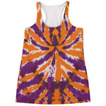 Purple And Orange Spider Tie Dye Print Women's Racerback Tank Top