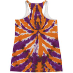 Purple And Orange Spider Tie Dye Print Women's Racerback Tank Top