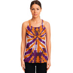 Purple And Orange Spider Tie Dye Print Women's Racerback Tank Top