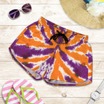 Purple And Orange Spider Tie Dye Print Women's Shorts
