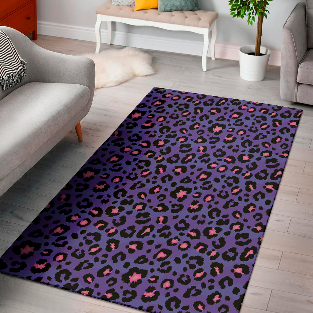 Purple And Pink Leopard Print Area Rug