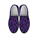 Purple And Pink Leopard Print Black Slip On Shoes