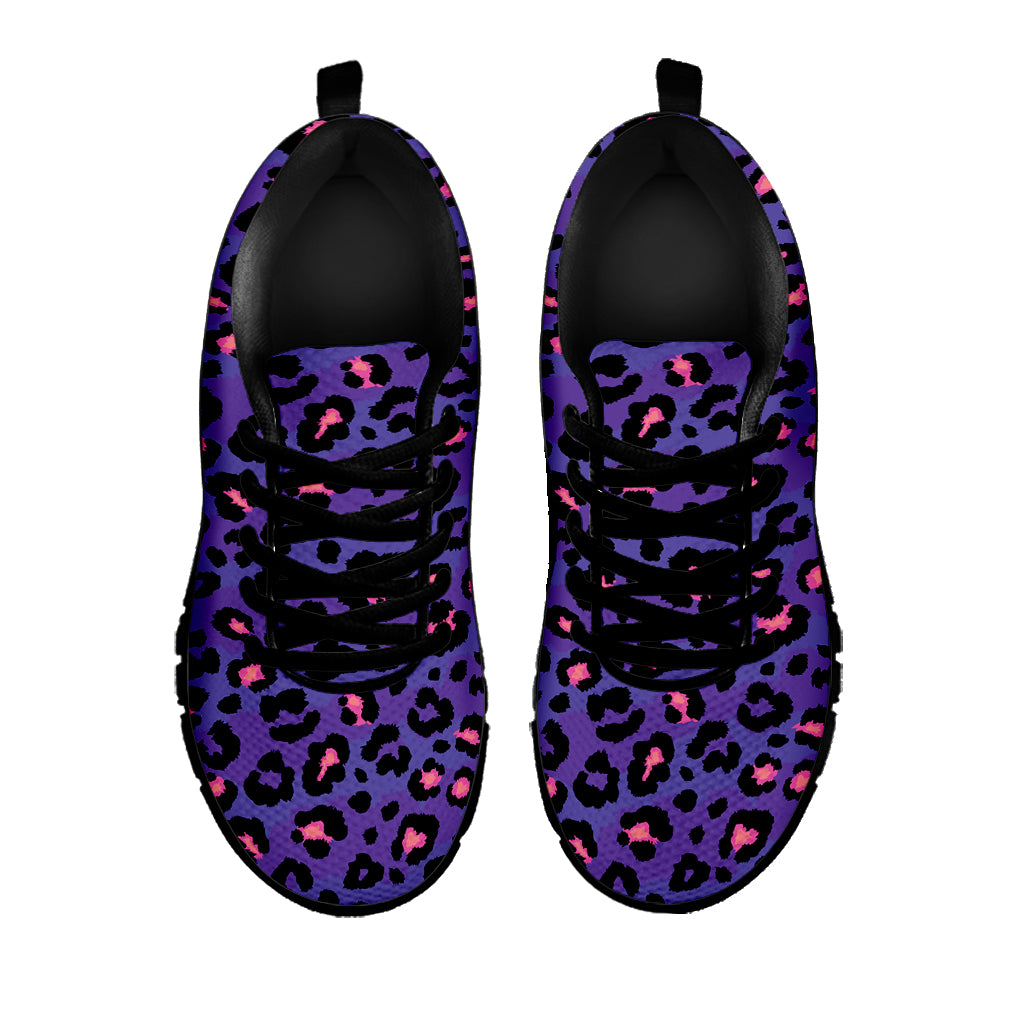 Purple And Pink Leopard Print Black Sneakers