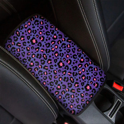 Purple And Pink Leopard Print Car Center Console Cover