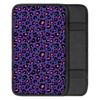 Purple And Pink Leopard Print Car Center Console Cover