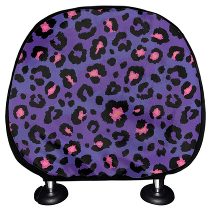 Purple And Pink Leopard Print Car Headrest Covers
