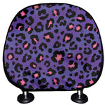 Purple And Pink Leopard Print Car Headrest Covers