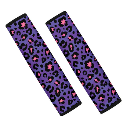 Purple And Pink Leopard Print Car Seat Belt Covers