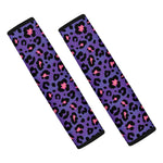 Purple And Pink Leopard Print Car Seat Belt Covers