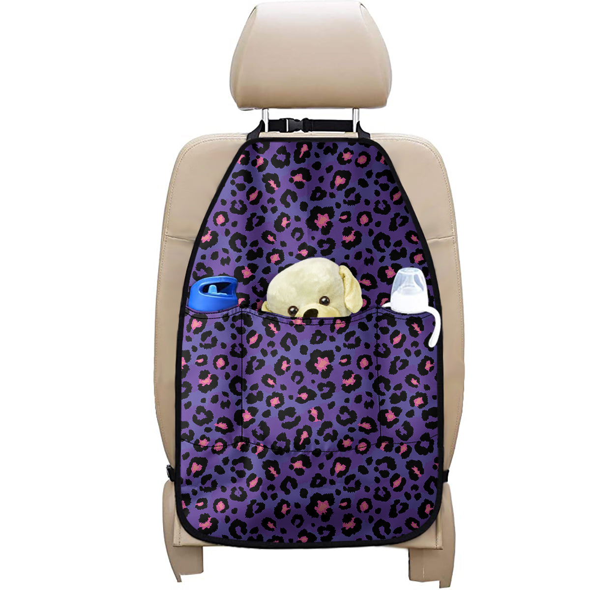 Purple And Pink Leopard Print Car Seat Organizers