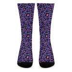 Purple And Pink Leopard Print Crew Socks