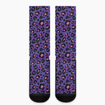 Purple And Pink Leopard Print Crew Socks