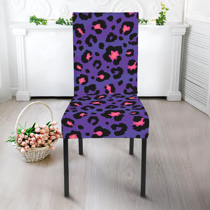 Purple And Pink Leopard Print Dining Chair Slipcover